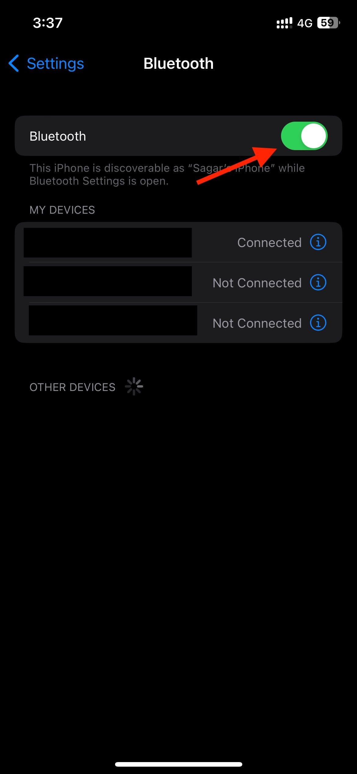 Bluetooth in the Settings App