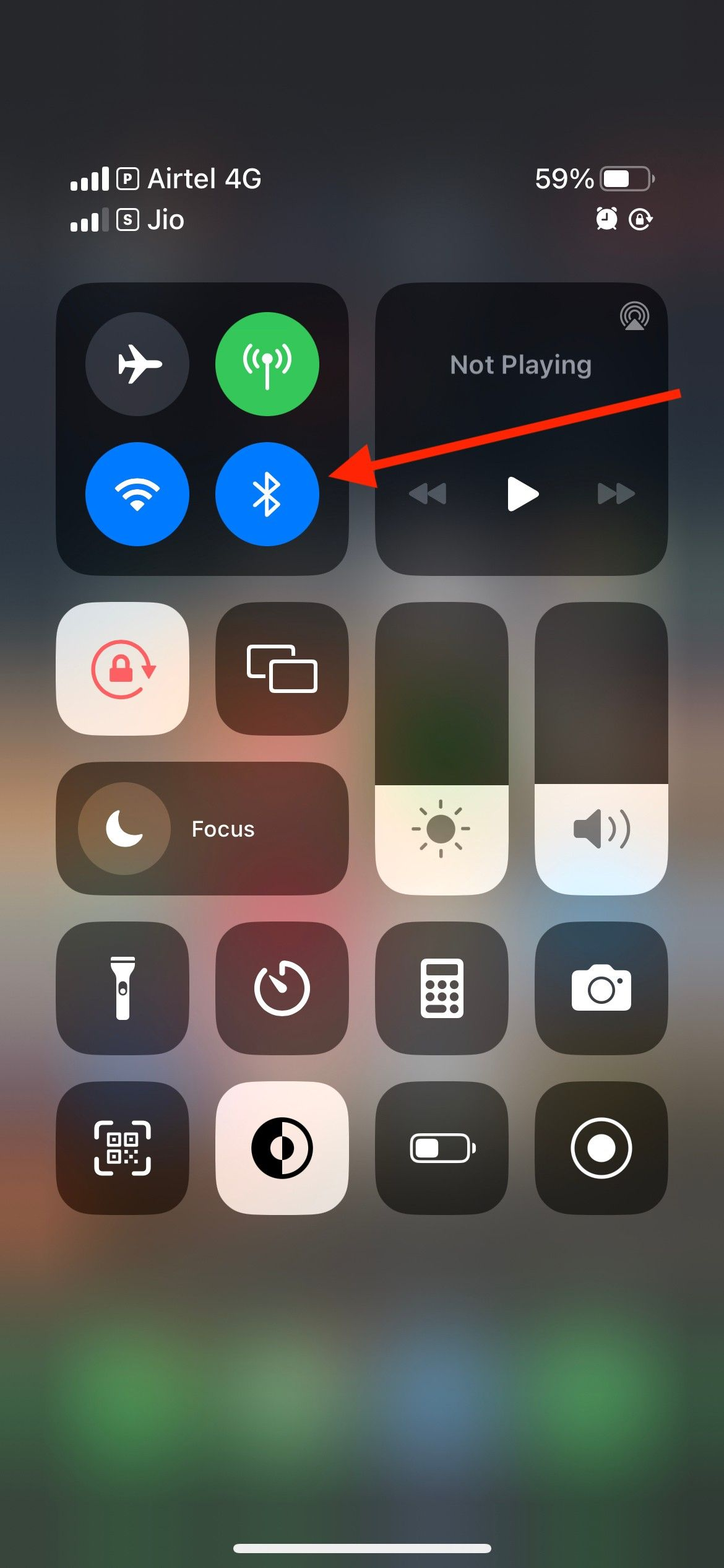Bluetooth in the Control Center