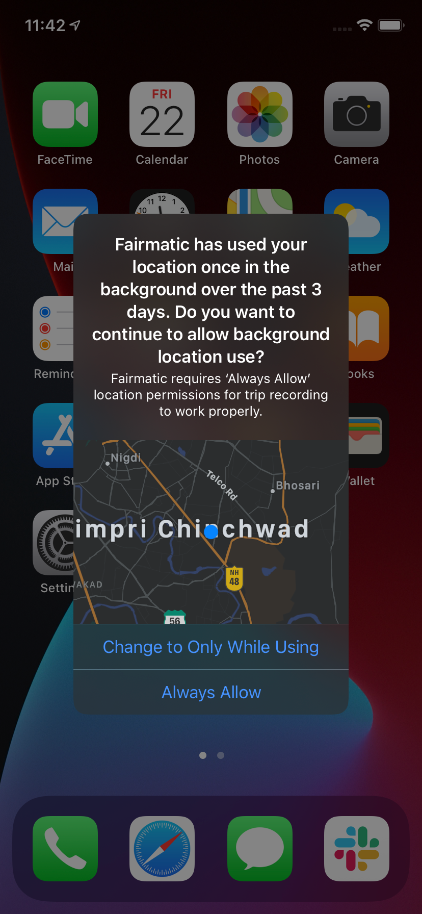 iOS location permission prompt